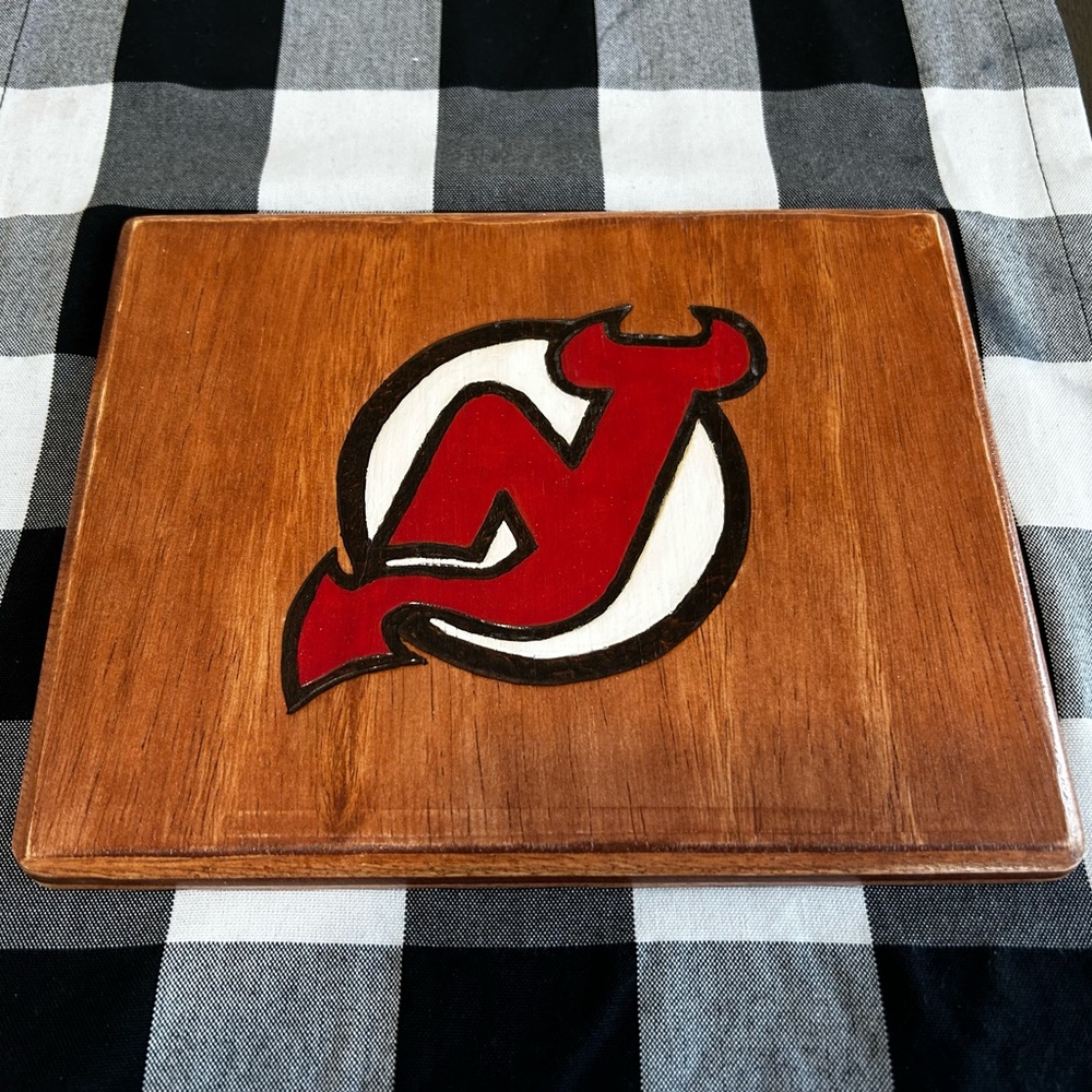 Handmade NJ Devils Woodburn